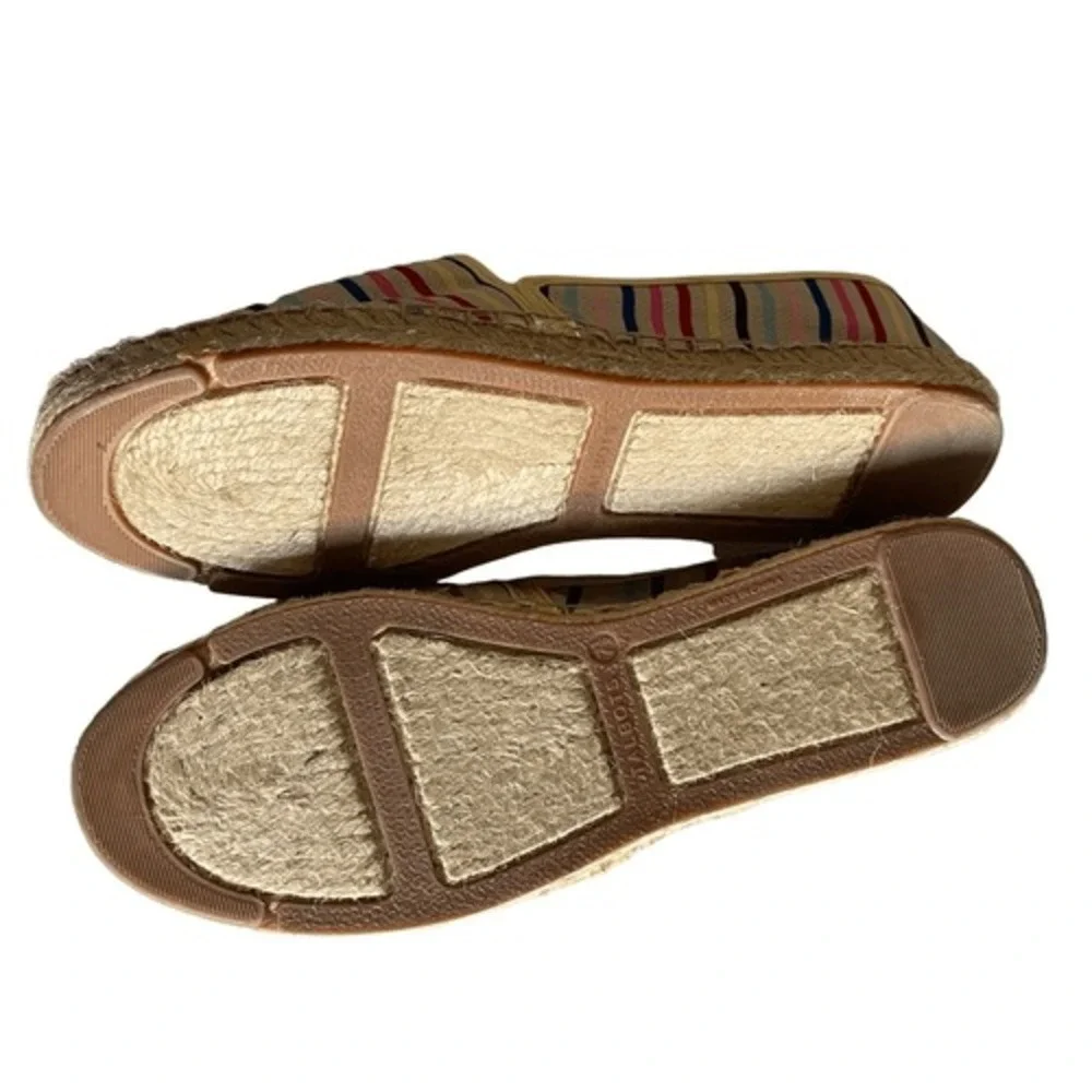 Talbots Espadrille Flats Womens 7.5 Multicolor Canvas Striped Jute Slip On Shoes